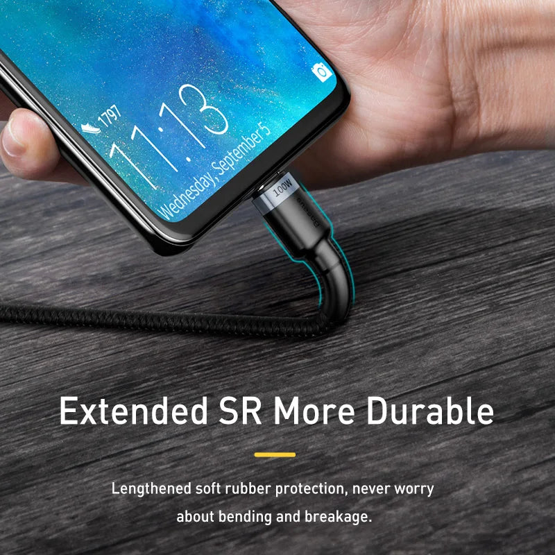 Cabo USB - C Baseus 100W com carregamento Rápido