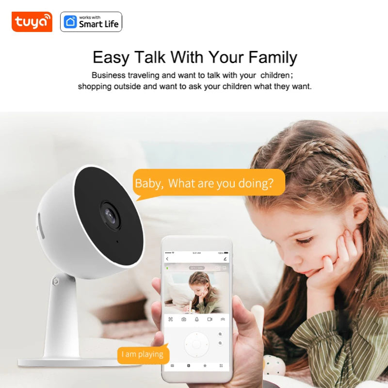Câmera de Segurança Wi-Fi Tuya 1080p com Áudio Bidirecional