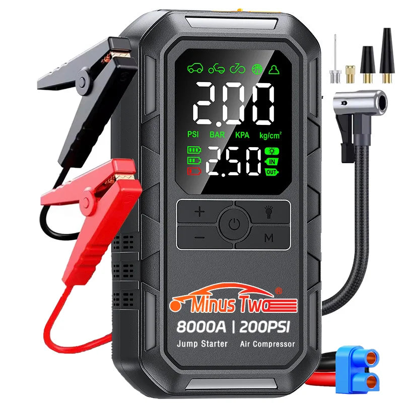 Auxiliar de Partida 4 em 1 Zyvena com Compressor de Ar e Power Bank