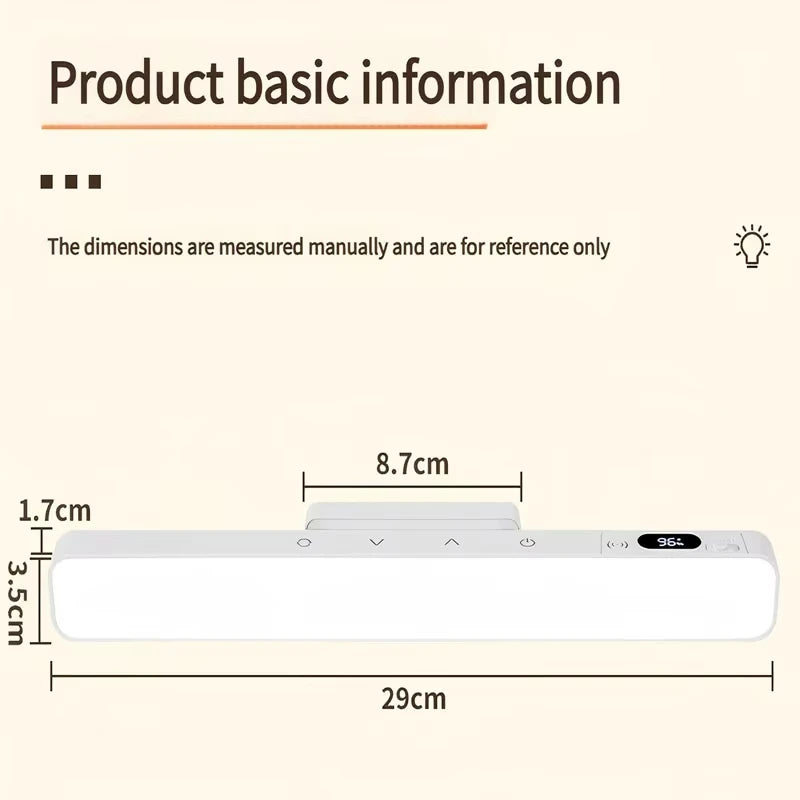 Luminária LED Magnética Zyvena com Controle e Carregamento USB