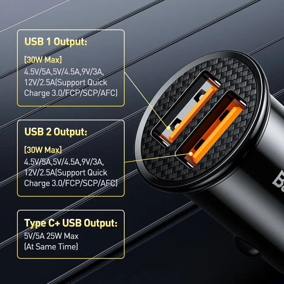 Carregador Veicular ZYVENA PowerDrive 30W USB-C Fast Charge